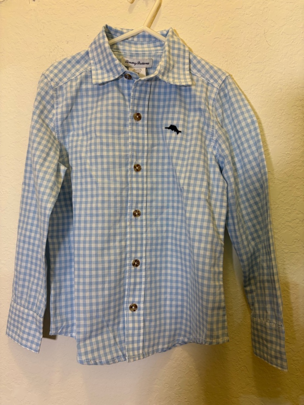 Tommy Bahama Light Blue & White Gingham Button-Down Shirt - Kids